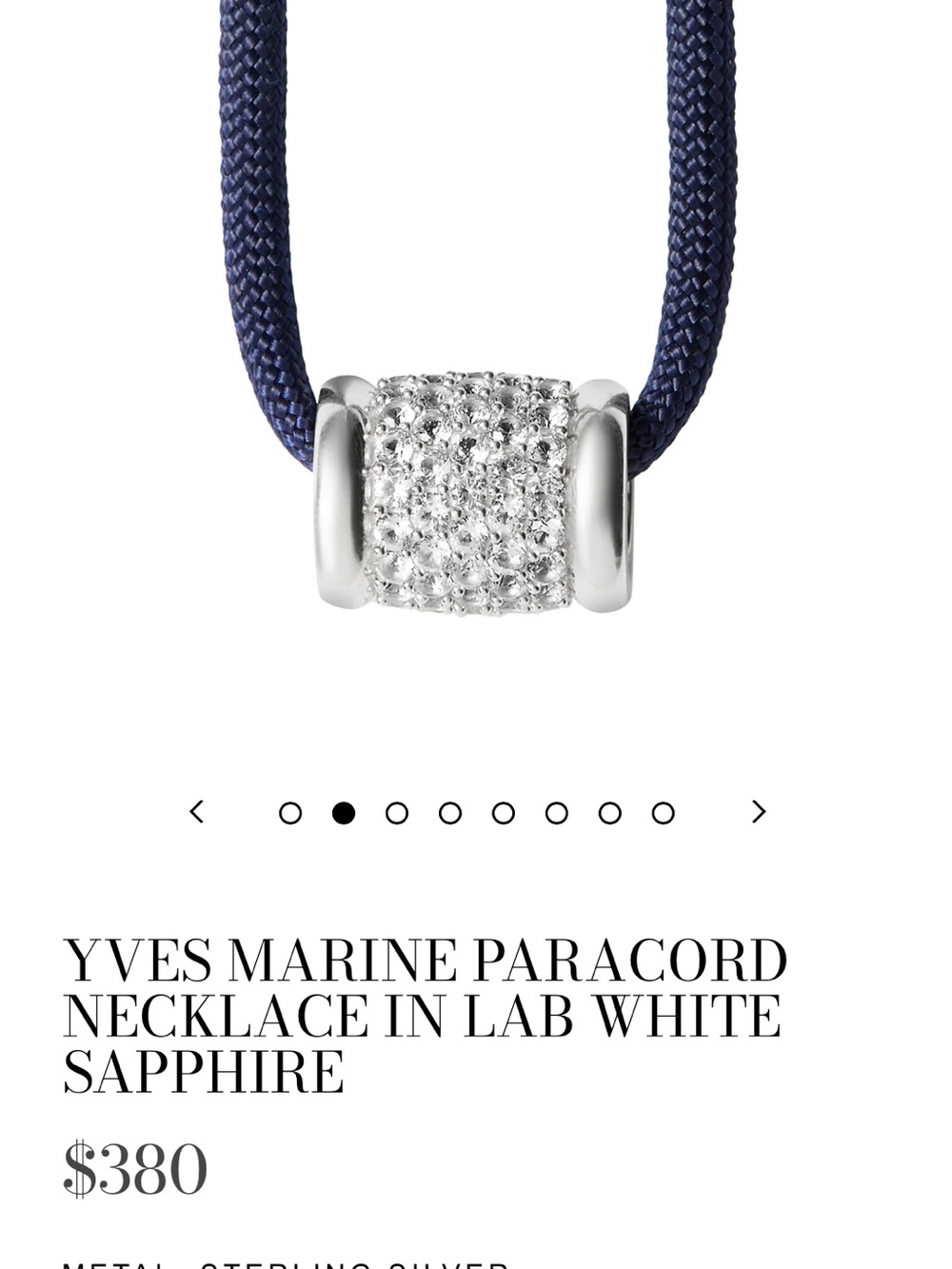 Dorsey Yves Marine Paracord Necklace in Navy with Lab White Sapphire Pavé